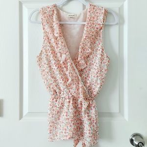 Max Studio Floral Chiffon Ruffle Collar Blouse